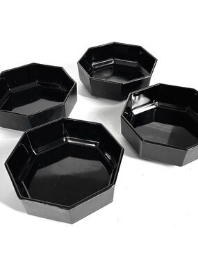 Arcoroc Octime Black Octagonal (4)  Glass Bowls 6in France Impressed Backstamp